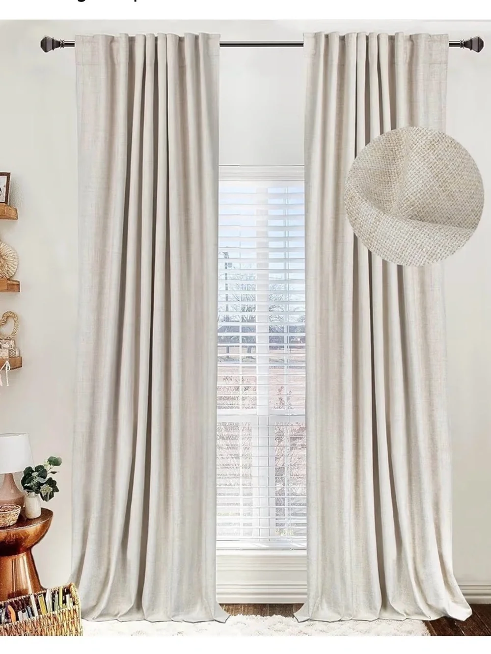 50” x 102” Linen Tall 100% Blackout Curtains